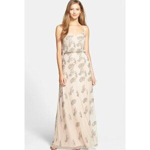 $350+ Adrianna Papell Beaded Blouson Gown TAUPE PROM WEDDING BRIDESMAID FORMAL 6